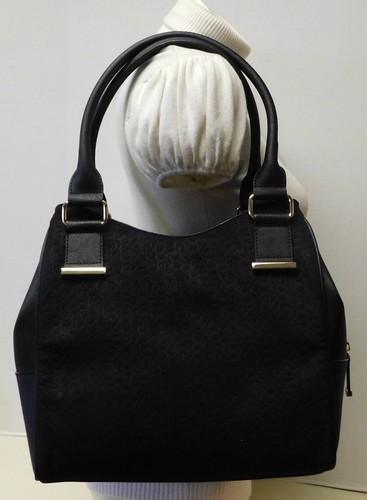 Calvin Klein Monogram Black Suede Hobo Shoulder Bag Handbag Tote Purse "NWT" - Picture 5 of 9
