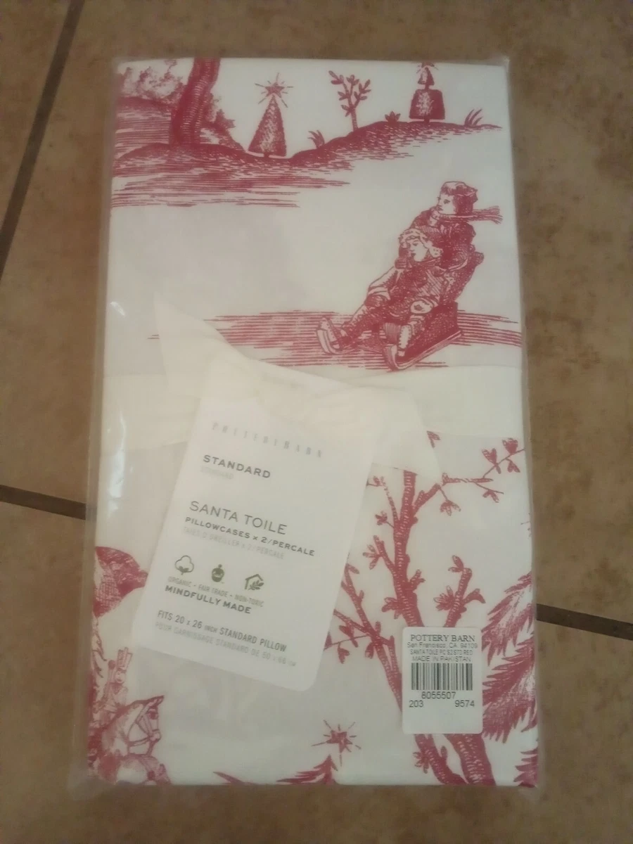 NEW S 2 Pottery barn Santa toile STANDARD Pillowcases Christmas