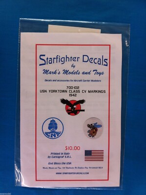 Starfighter Decals 700102 x USN Yorktown Class CV Markings 1942