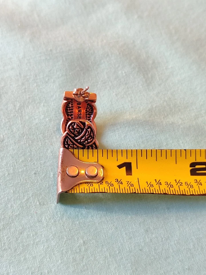 Pendientes de aro grueso de cobre macizo tailandés Barse firmados cuerda trenzada tejida Foto 4 de 4