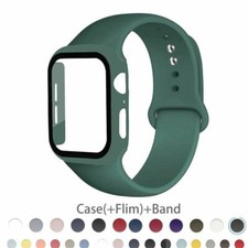 For Apple Watch Series 8 7 6 5 4 3 2 1 SE Silicone iWatch Band Strap  Case Set