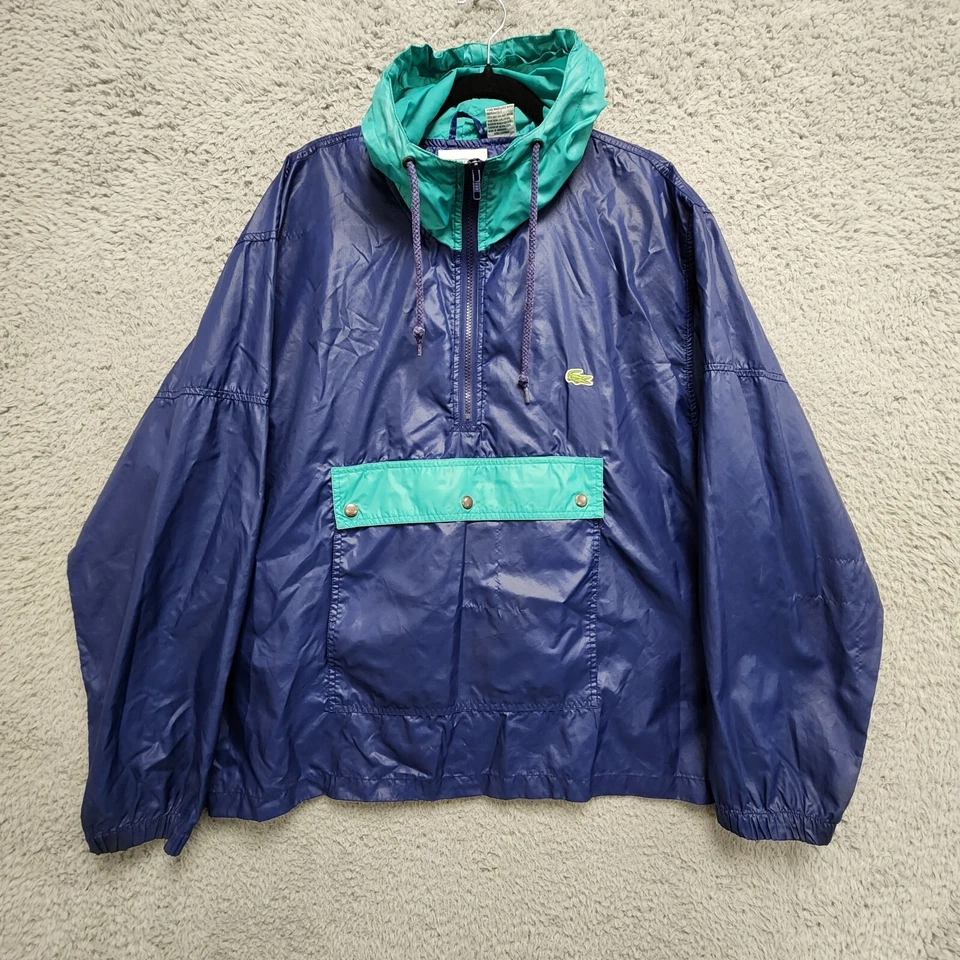 Jaqueta masculina vintage Izod Lacoste grande 1/2 zíper bolsa canguru pulôver de náilon LEIA - Imagem 2 de 4