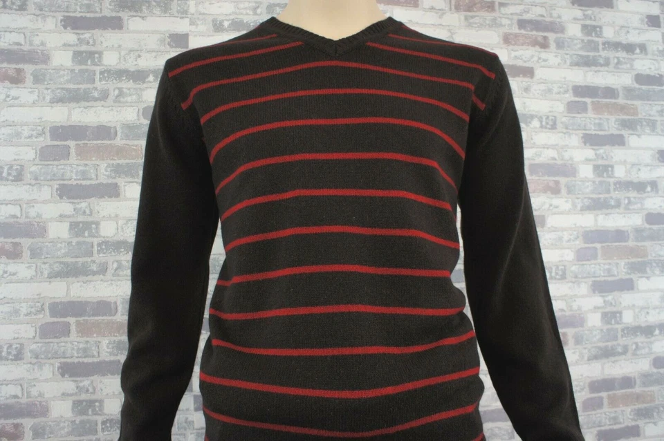 SPRINGFIELD HERREN LAMMWOLLE MIX FREIZEIT PULLOVER BRAUN ROT XL SLIM NEU - Bild 4 von 4