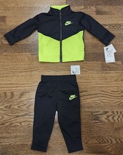 NWT NEW Nike Tracksuit Baby Toddler Black Two Piece Jacket Pants Set Stretch 12M