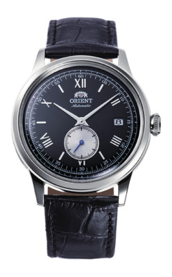 Orient Bambino 38 mm kleine Sekunden schwarzes Zifferblatt RA-AP0101B30B Automatik Herrenuhr