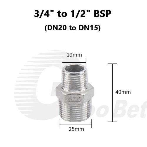 Stainless Steel Reducing Hex Nipple 1/8" - 2" BSP Male Thread Pipe Fittings 304 - Picture 17 of 32