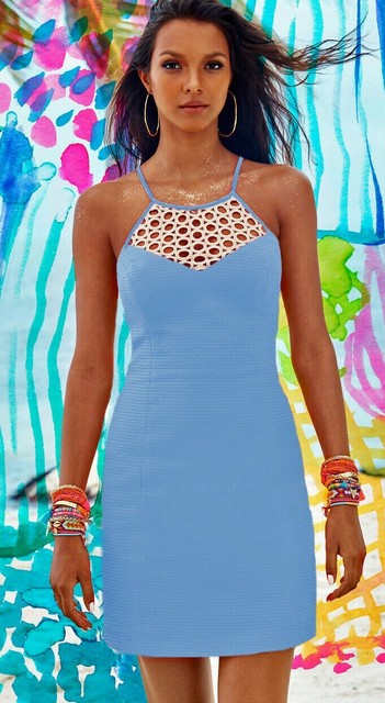 lilly pulitzer blue and gold dress