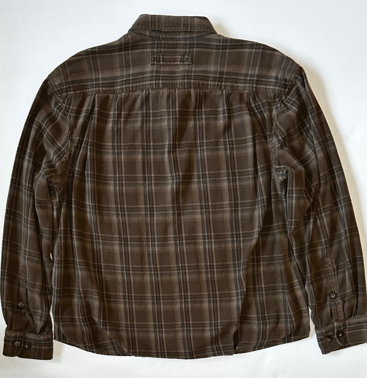 Duluth Trading Co Flannel Shirt Men's XL Tall Long Sleeve Brown Plaid