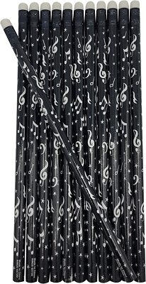  Black and White Musical Note Pencil (24 Pack) 7.5''. #2 Lead Pencils. Music 