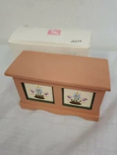 ARTISAN DOLLHOUSE PANEL  HOPE CHEST  HAND PAINTED FLOWERS SIGNED ASHWORTH