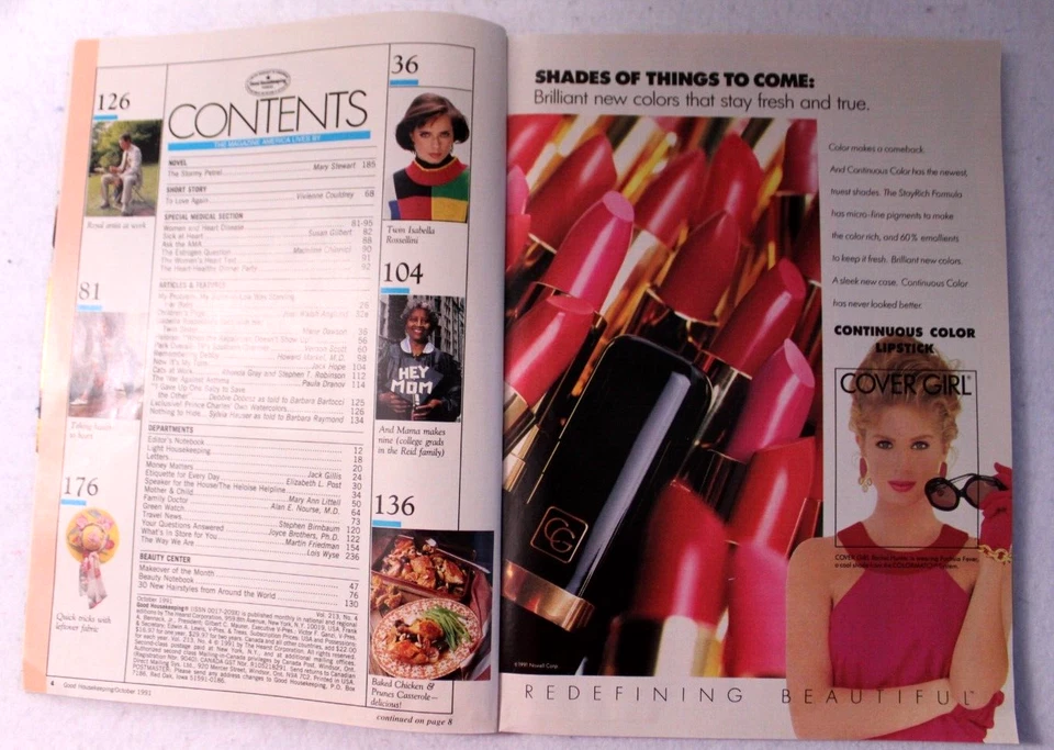 1991 OCTOBER GOOD HOUSEKEEPING MAGAZINE - ISABELLA ROSSELLINI hardy casseroles - Image 2 of 4