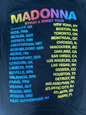Madonna Sticky And Sweet Tour Official T Shirt Mens Black Small | eBay