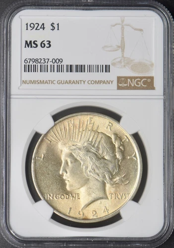 1924 Peace Silver Dollar - NGC MS63 TONED Brown Label - ✪COINGIANTS✪