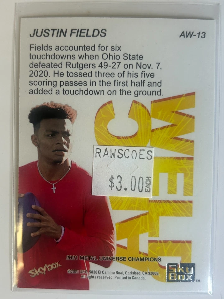 2021 Skybox Metal Universe Champions Arc Weld AW-13 Justin Fields - Image 2 of 2