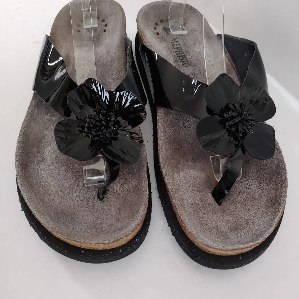 Женские черные лакированные сандалии Mephisto Helen Flower размер ЕС 42. США 11,5 - Изображение 2 из 4