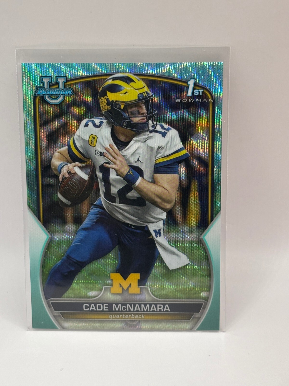 Cade McNamara /299 2022 Bowman University Chrome 1st Aqua Wave Refractor #99