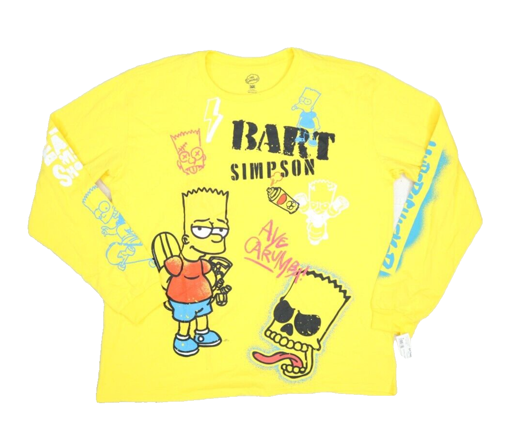 Bart Simpson Graffiti Tee Yellow Aye Carumba Skateboard Long