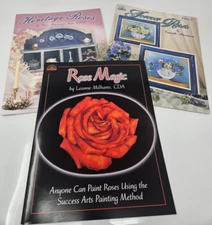 Lot of 3 Rose Flowers Acrylic Decorative Painting Roses Floral Pattern Books