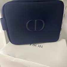 DIOR Beauty CD Logo Blue Cosmetic Makeup Bag Trousse Pouch New