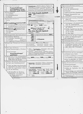 DKW F 89 L PKW/BUS 1951 Kfz-Brief Oldtimer Pappbrief+10 weitere 1951-58 div.Aufb