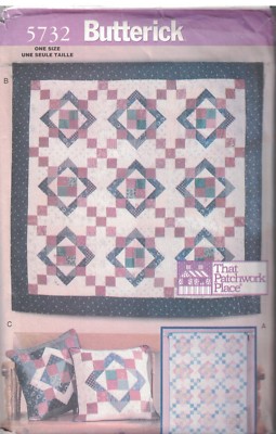 5732 Butterick Pattern Package UNCUT Home Decoration Aunt Nancy's Quilt 44''x58''