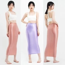 Women's Shiny Glossy Half Dress One-step Skirt Street Holiday Spandex Bodycon