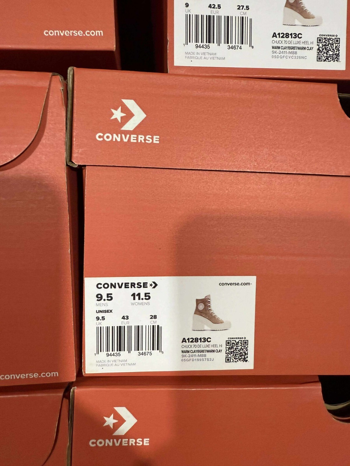 TAGLIA 11 5 DONNA NUOVE Converse Chuck 70 De Luxe tacco plateau pony hair A12813C