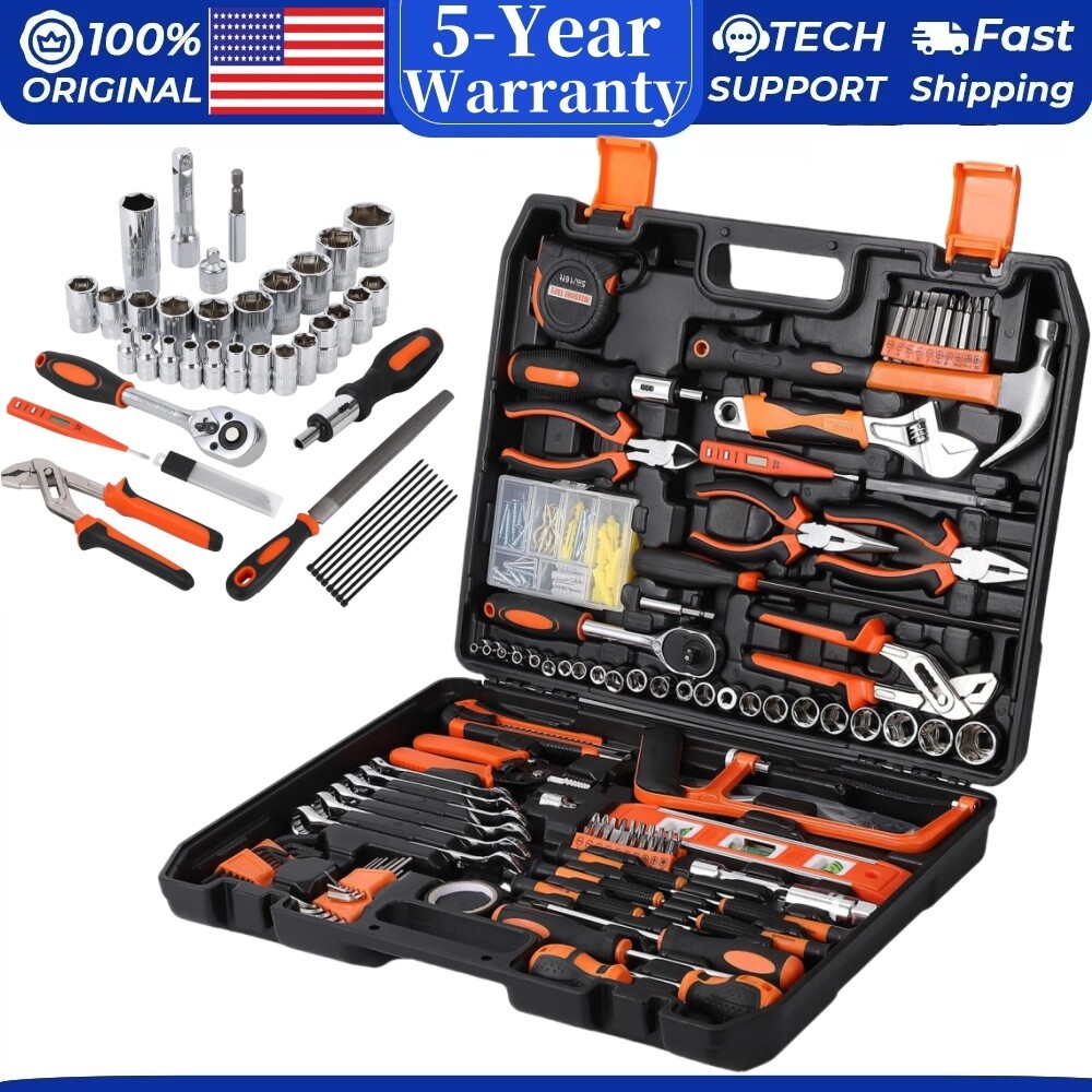 🔥Socket Wrench Mixed Tool Set Hand Tool Kit with Plastic Toolbox