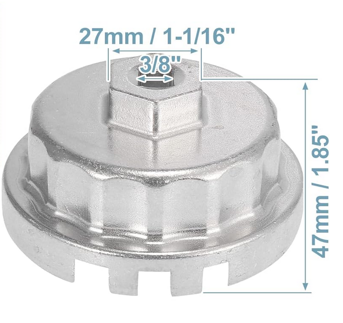 Oil Filter Cap Wrench Cup Socket Remover Tool For Toyota Lexus 14 Flutes 64MM - Foto 6