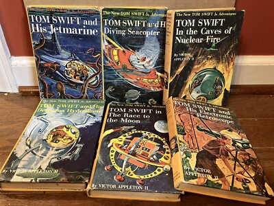 6 Good Set of Tom Swift Jr. Adventure Books- 2 7 8 11 12 14  yellow HB PC