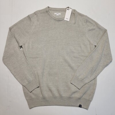 $205 New BRAX Men's Crew Neck Sweater Large (54) COTTON & LINEN Blend Beige RICK
