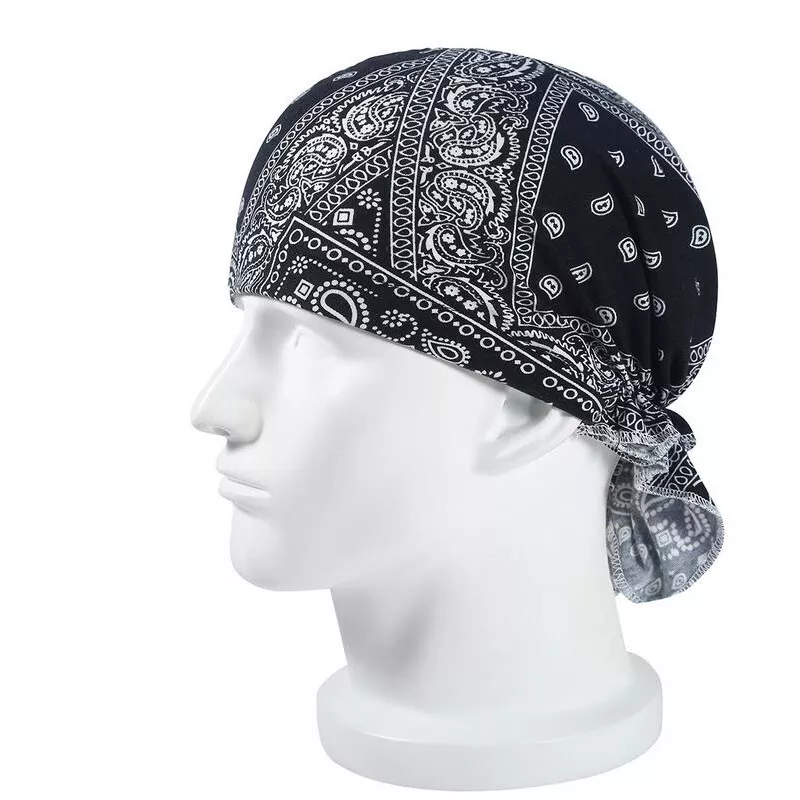 Men Biker Cooling Durag Skull Cap Du-rag Doo Rag Bandana Head Wrap Beanie  Hat US