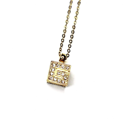 新品★ GIVENCHY G Square RingChain Necklace GIVENCHY Necklace G Logo Square Rhinestone Gold Plated