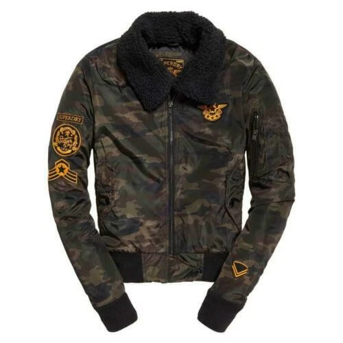 Superdry Bomber Jacket Green Coats, Jackets & Waistcoats for Women
