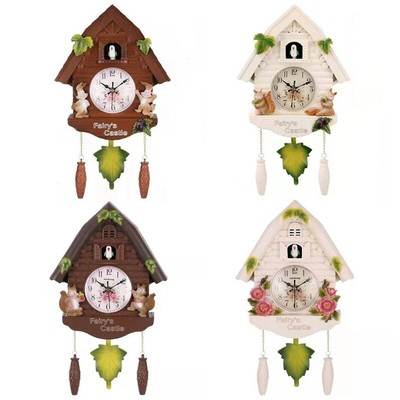 European Resin Cuckoo Wall Clock Bird for Time Swing Alarm Watch Dec