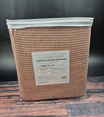 Manta Great Bay Home Waffle Weave Twin 66x90 OEKO-TEX 100 % algodón rosa polvoriento - Imagen 3 de 7