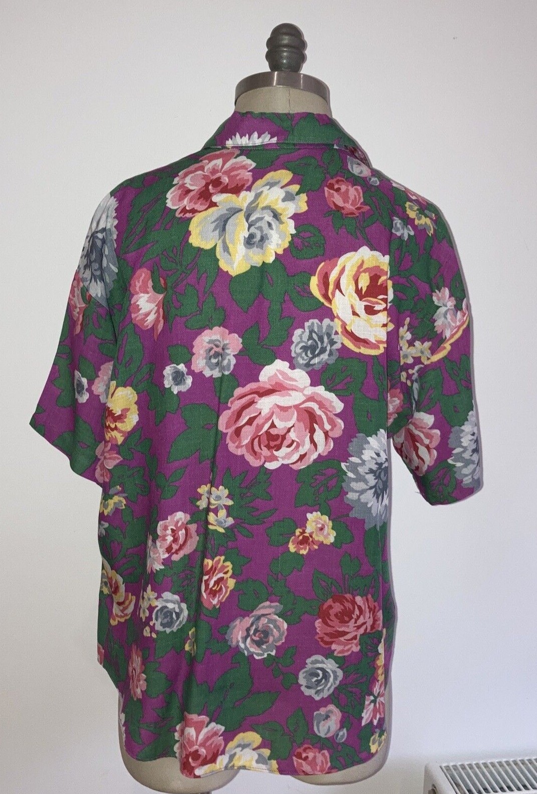 Vintage Floral St Michael 1970s/80s Linen Mix Blouse, Size 10-12 UK, 32-34" Bust 4