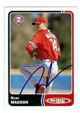 Ryan Madson autographed Baseball Card (Phillies) 2003 Topps Total #610