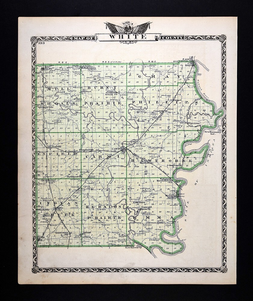 1876 Illinois Map White County Carmi Grayville Enfield Norris City