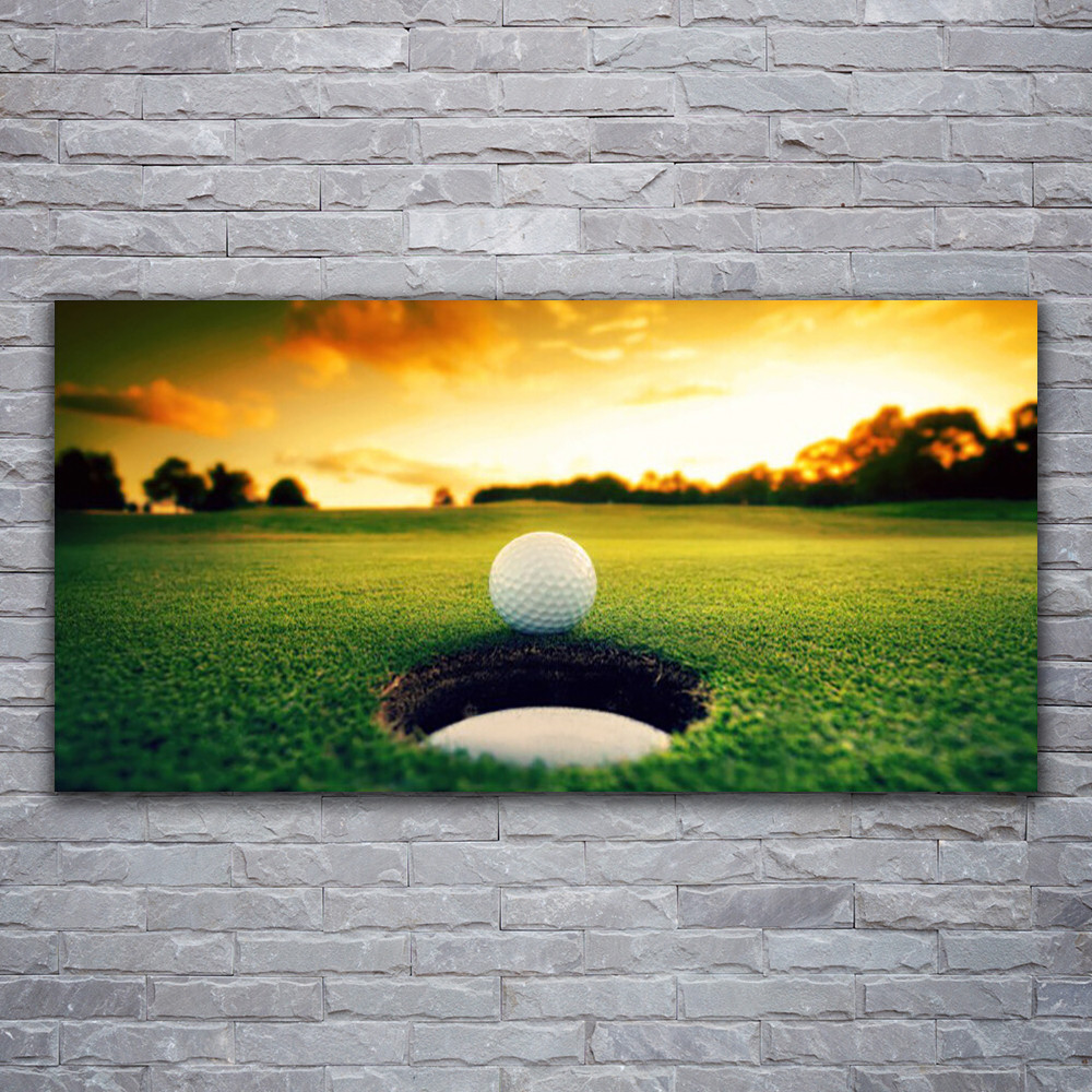 Balle de golf pelouse impression tableau sur verre acrylique Tulup 120x60 décoration murale