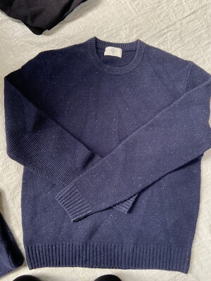 C&A The Basics Men's Crew Neck Chunky Knit Jumper  - Size XS - Navy Blue
