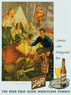 SCHLITZ BEER CAMPING CAMP FIRE SCENE HEAVY DUTY USA MADE METAL ADVERTISING SIGN
