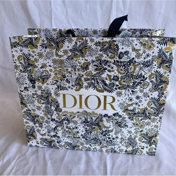 Sac shopping Dior papier réutilisable or blanc 9