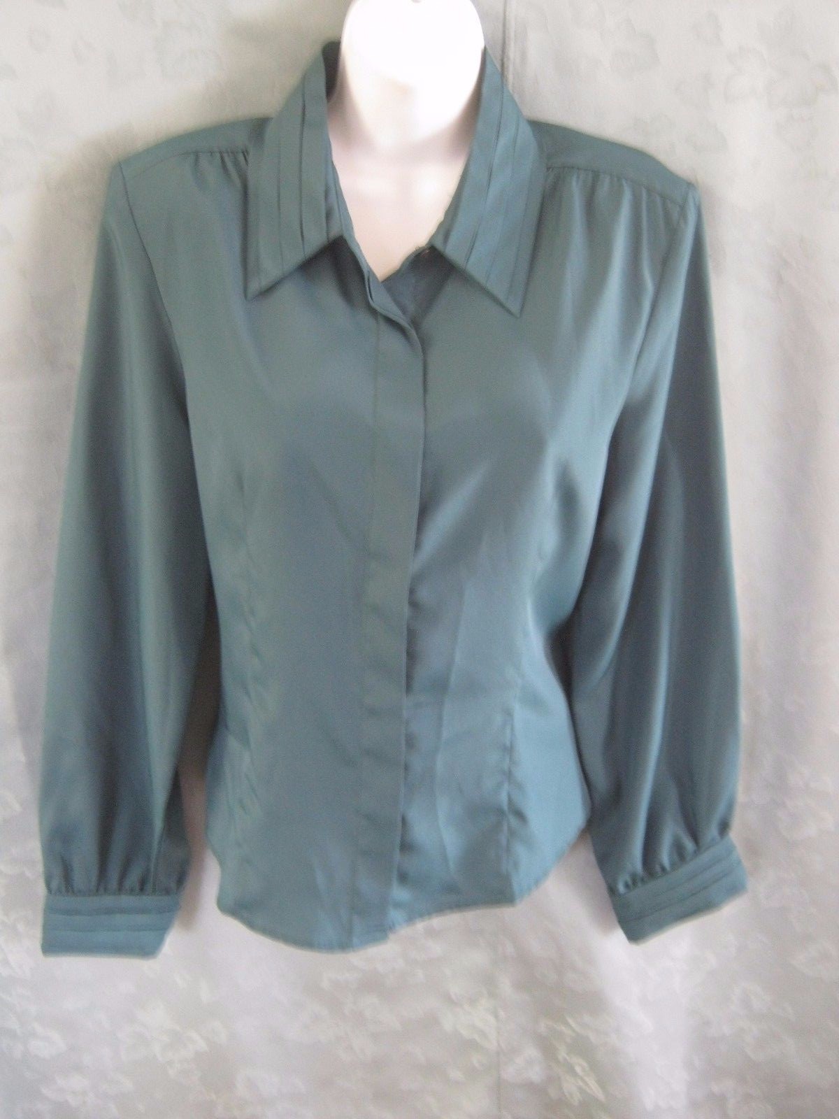 SAINT LAURENT Camicetta vintage Yves St. Clair taglia 14 plissettata colletto e polsini