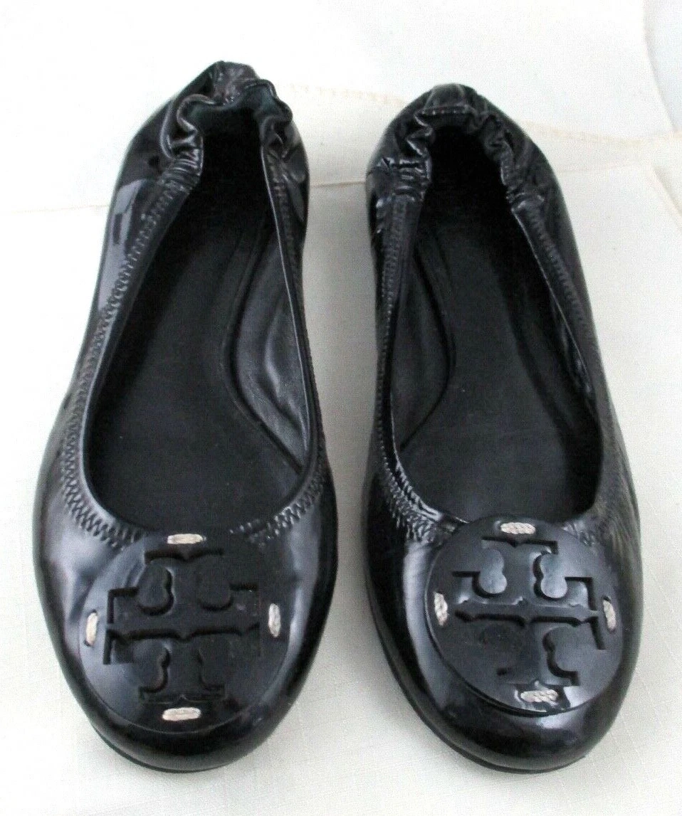 TORY BURCH Black Patent Leather BALLET Flats Size 6 1 2 LEFT Size 6 Right