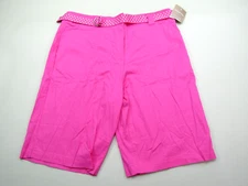 White Stag Belted Shorts Women 12 Barbiecore Coastal Granny Strawberry Patch New