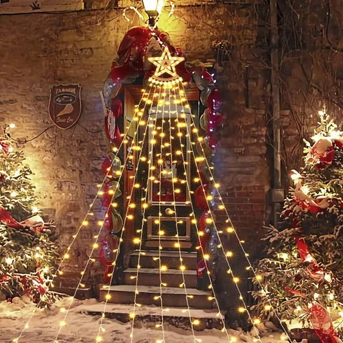 Weihnachtsdeko Außen Stern Lichterkette, Halloween Weihnachten Neujahr Geburtstag - Bild 2 von 16