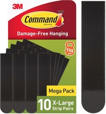 Command Picture Hanging Strips, Black, X-Large, 10 Pairs (20 Strips) - Adhesive 1.95 per strip