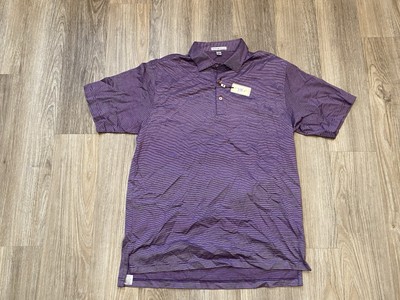 NEW Peter Millar Short Sleeve Golf Polo Shirt Purple Striped Size M