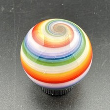 Contemporary Handmade Art Glass Marble 1.01" Rainbow  White Spiral Swirl MIB